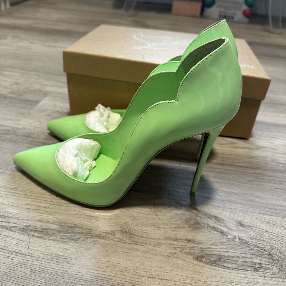 Christian Louboutin Lime Green Scalloped Heels